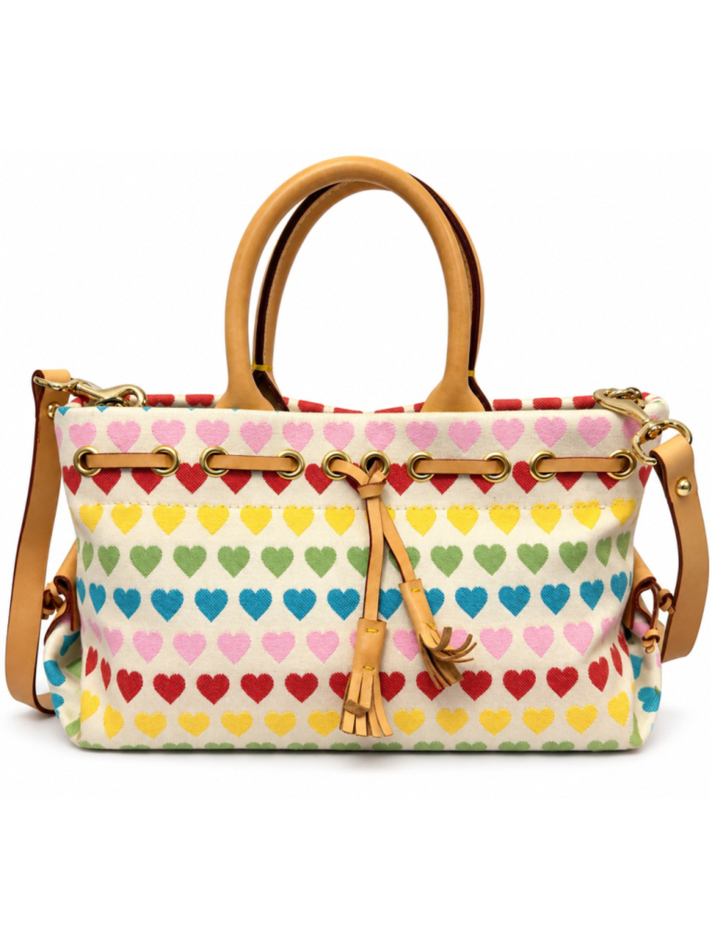Vintage Dooney & Bourke Crayon Hearts Satchel Made USA + COA